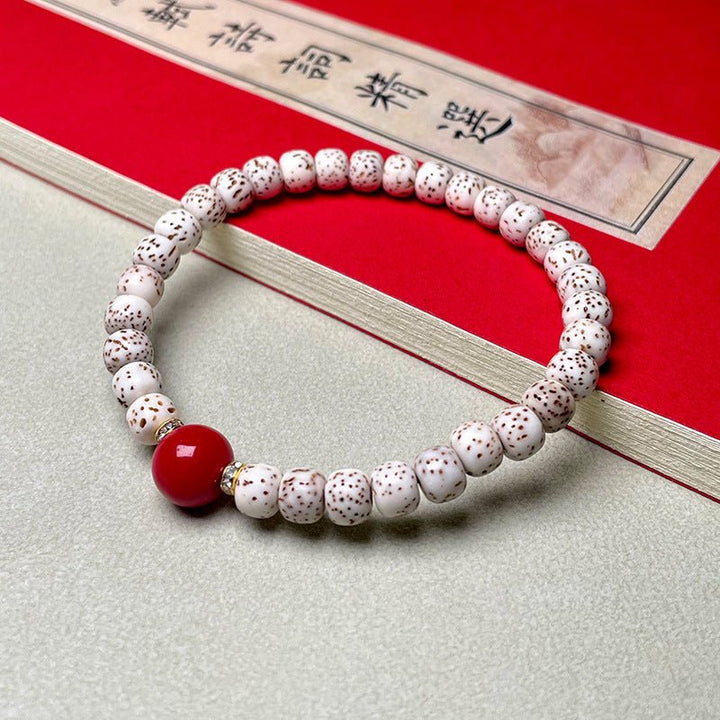 High Density Smooth White Star Moon Bodhi Meditation Bracelet - BuddhaEnergyHealing