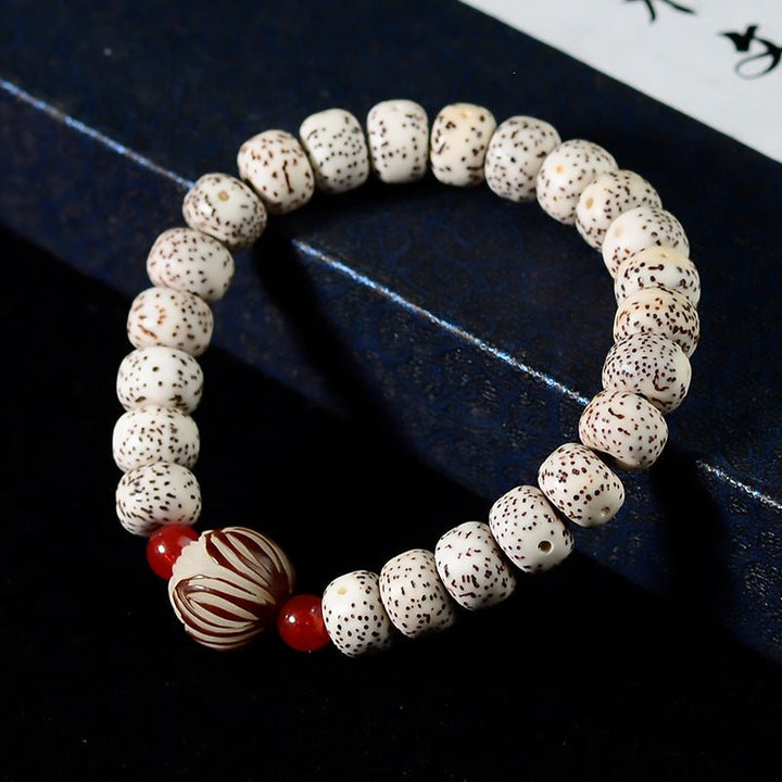 High Density Smooth White Star Moon Bodhi Meditation Bracelet - BuddhaEnergyHealing