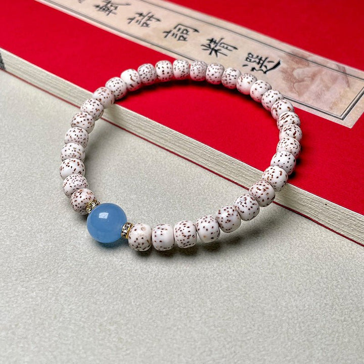 High Density Smooth White Star Moon Bodhi Meditation Bracelet - BuddhaEnergyHealing
