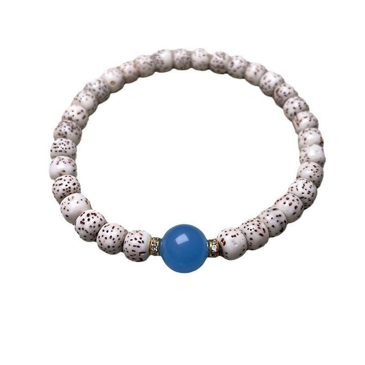 High Density Smooth White Star Moon Bodhi Meditation Bracelet - BuddhaEnergyHealing