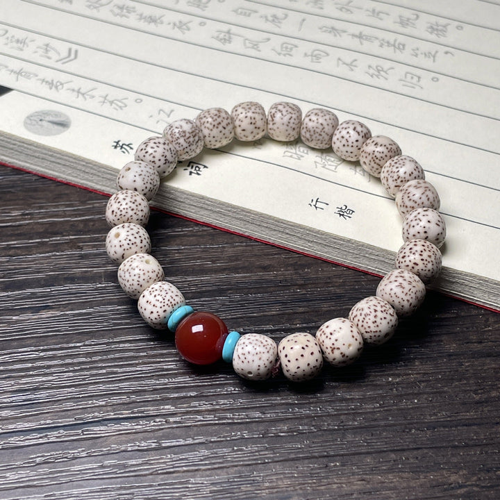 High Density Smooth White Star Moon Bodhi Meditation Bracelet - BuddhaEnergyHealing
