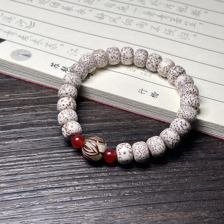 High Density Smooth White Star Moon Bodhi Meditation Bracelet - BuddhaEnergyHealing