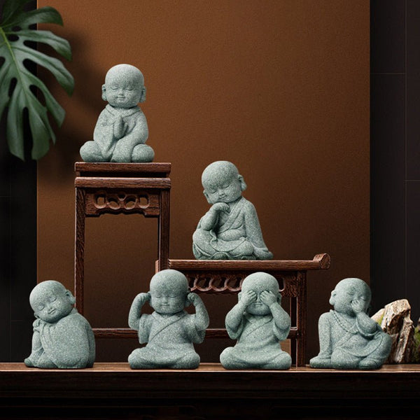 Mini Bald Monk Calm Peace Decoration - BuddhaEnergyHealing