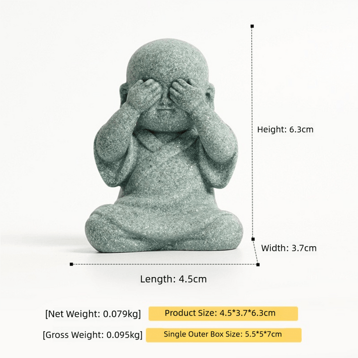 Mini Bald Monk Calm Peace Decoration - BuddhaEnergyHealing