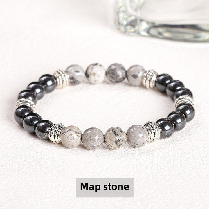 Natural Black Gallstone Map Stone Bracelet - BuddhaEnergyHealing
