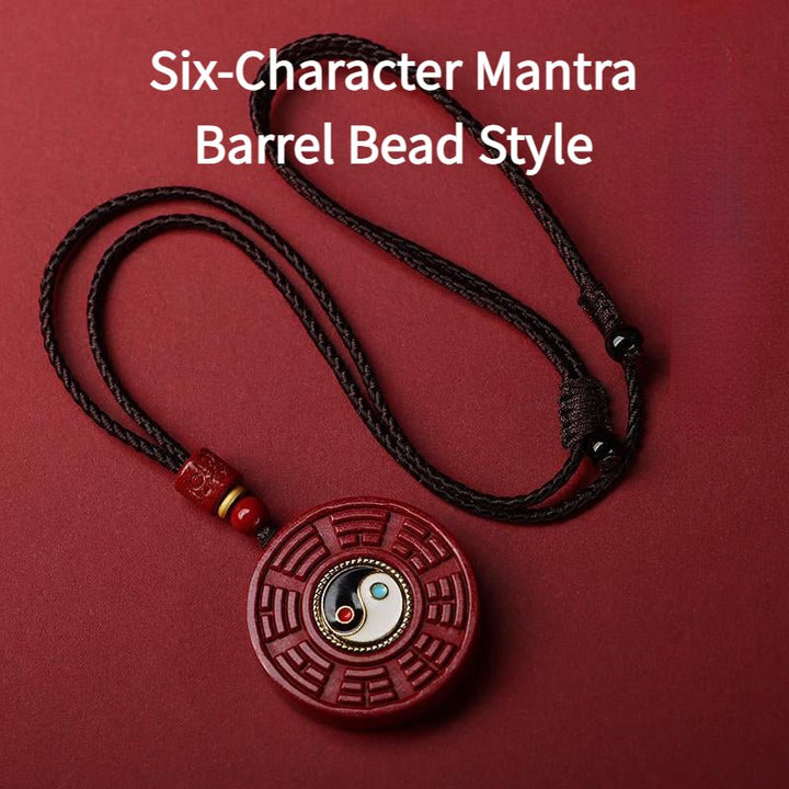 Natural Cinnabar Eight - Diagram - Shaped Appetizer Protection Energy Pendant - BuddhaEnergyHealing