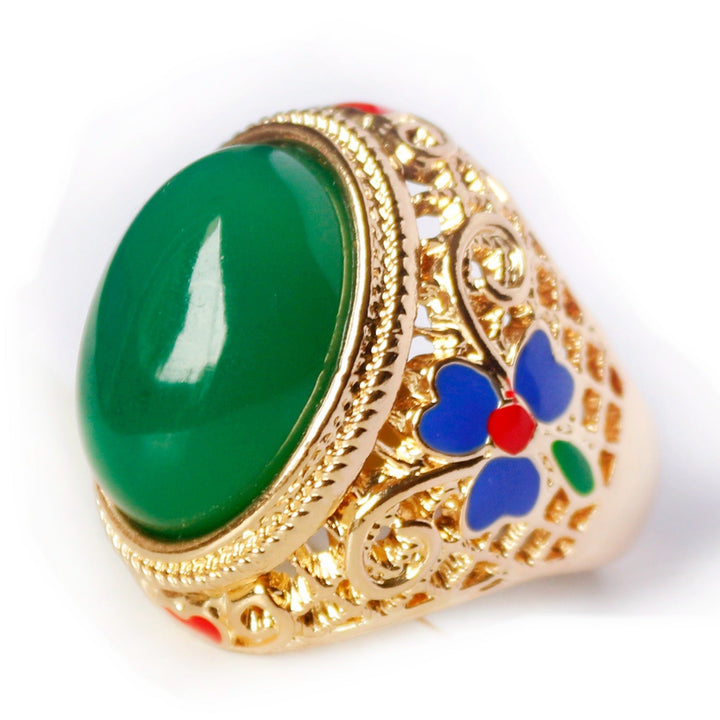 Natural Citrine Green Agate Lapis Lazuli Wealth Ring - BuddhaEnergyHealing
