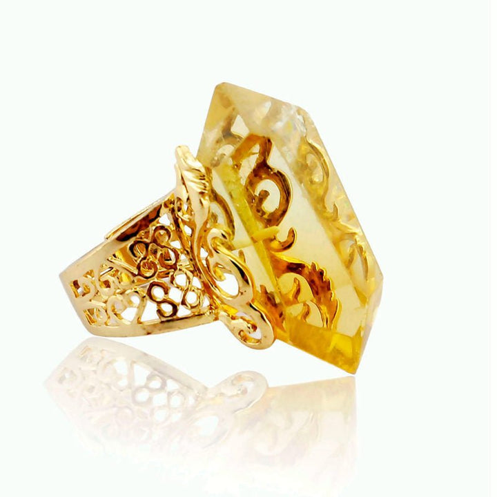 Natural Citrine Green Agate Lapis Lazuli Wealth Ring - BuddhaEnergyHealing