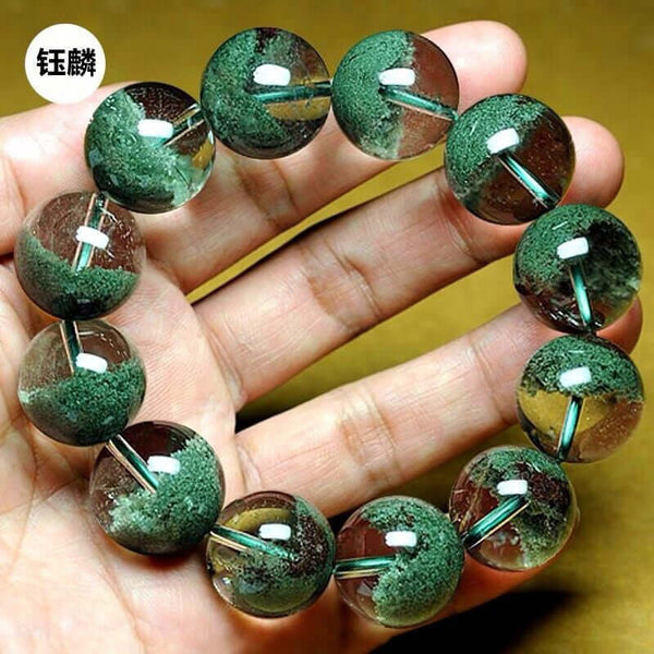 Natural Crystal Green Phantom Quartz Healing Meditation Wellness Bracelet - BuddhaEnergyHealing