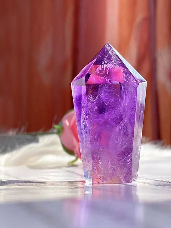 Natural Crystal Stone Amethyst Column Home Decoration - BuddhaEnergyHealing