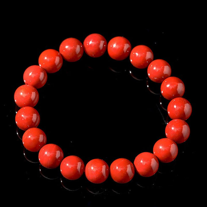 Natural Full South Red Agate Round Bead Protection Bracelet - BuddhaEnergyHealing