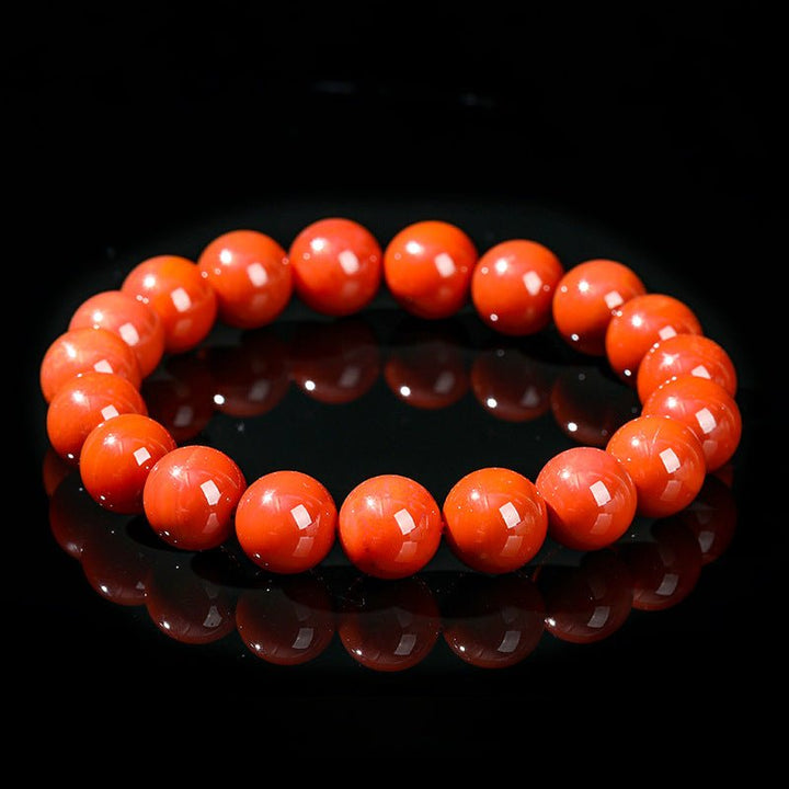 Natural Full South Red Agate Round Bead Protection Bracelet - BuddhaEnergyHealing