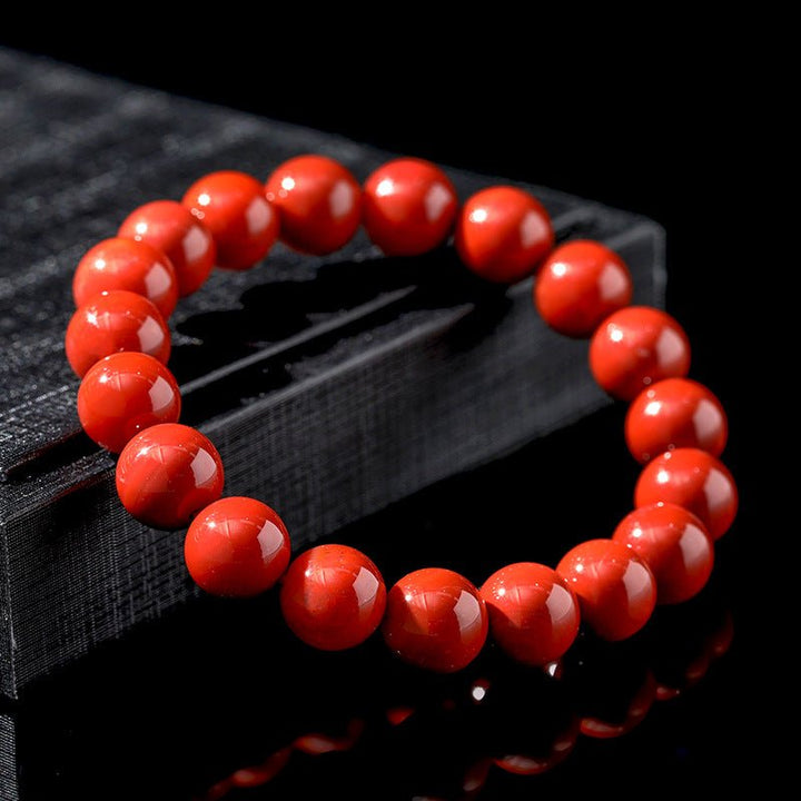 Natural Full South Red Agate Round Bead Protection Bracelet - BuddhaEnergyHealing