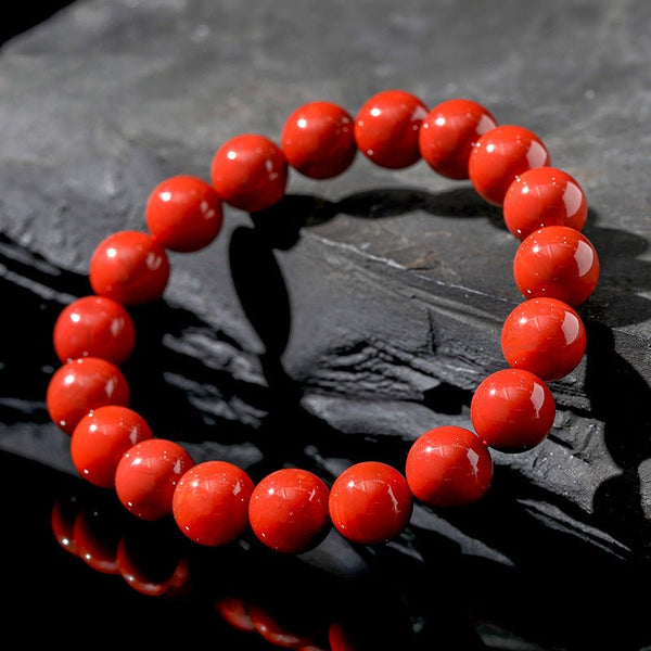 Natural Full South Red Agate Round Bead Protection Bracelet - BuddhaEnergyHealing