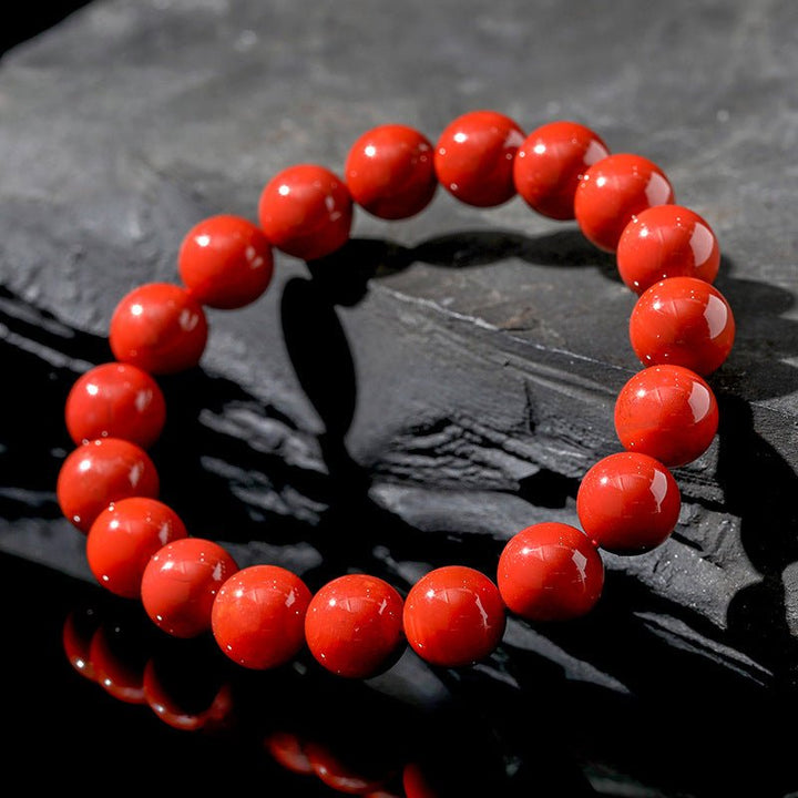 Natural Full South Red Agate Round Bead Protection Bracelet - BuddhaEnergyHealing