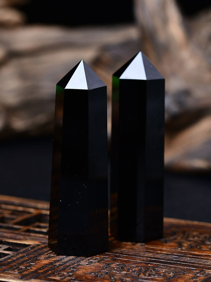 Natural Obsidian Crystal Column Protection Energy Home Decoration - BuddhaEnergyHealing