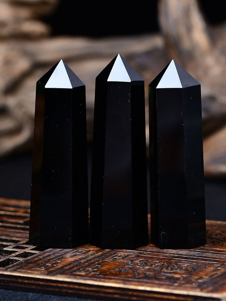 Natural Obsidian Crystal Column Protection Energy Home Decoration - BuddhaEnergyHealing