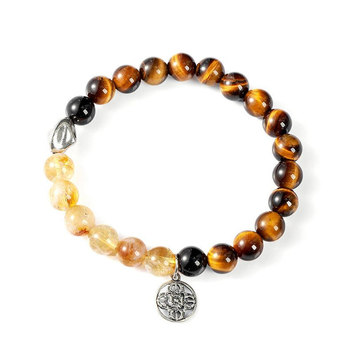 Natural Obsidian Red Hair Crystal Vajra Pendant Protection Healing Bracelet - BuddhaEnergyHealing