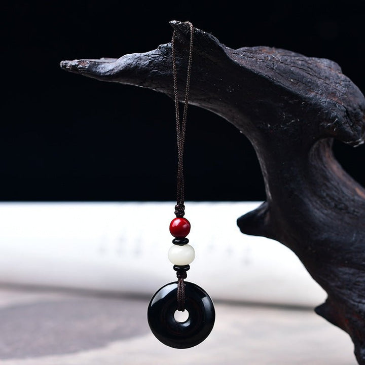 Natural Obsidian Safety Buckle Protection Pendant - BuddhaEnergyHealing