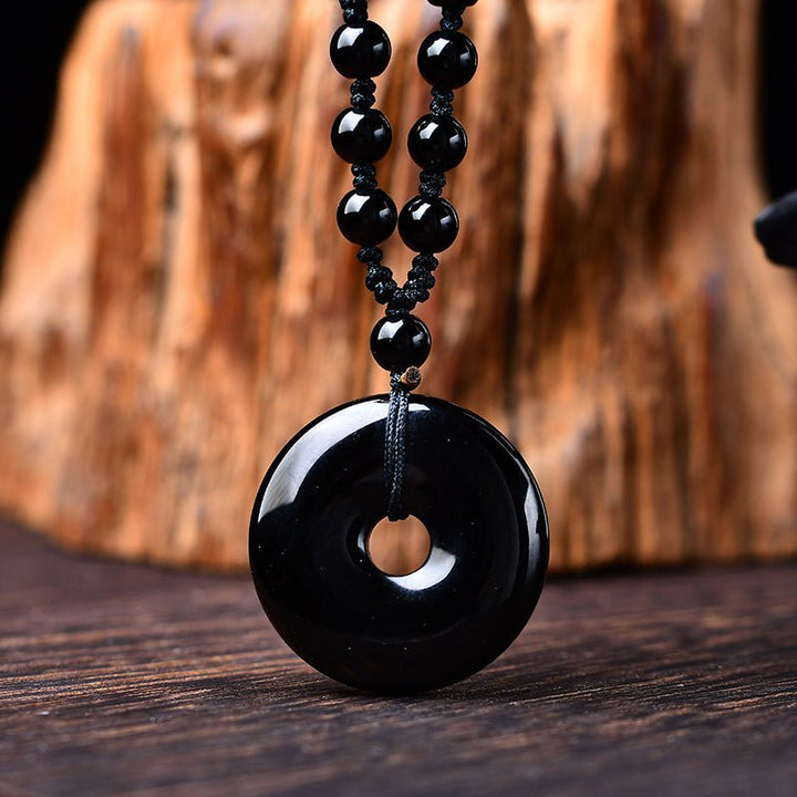 Natural Obsidian Safety Buckle Protection Pendant - BuddhaEnergyHealing