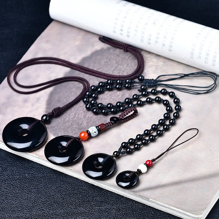 Natural Obsidian Safety Buckle Protection Pendant - BuddhaEnergyHealing