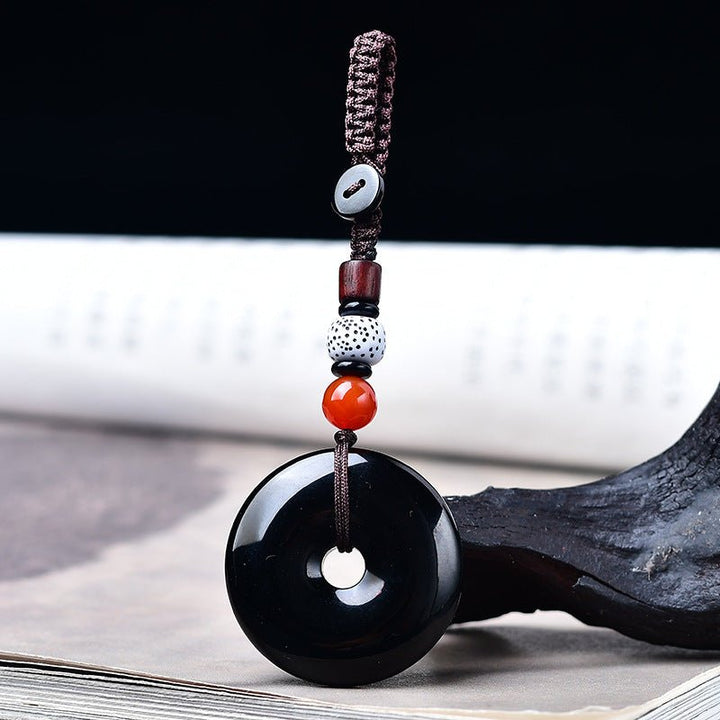 Natural Obsidian Safety Buckle Protection Pendant - BuddhaEnergyHealing