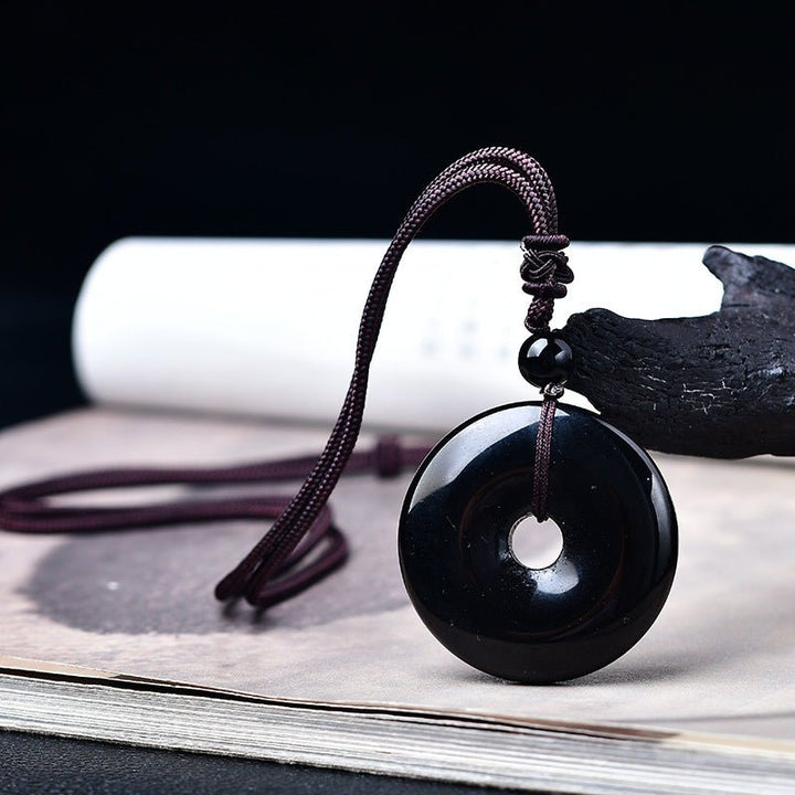Natural Obsidian Safety Buckle Protection Pendant - BuddhaEnergyHealing