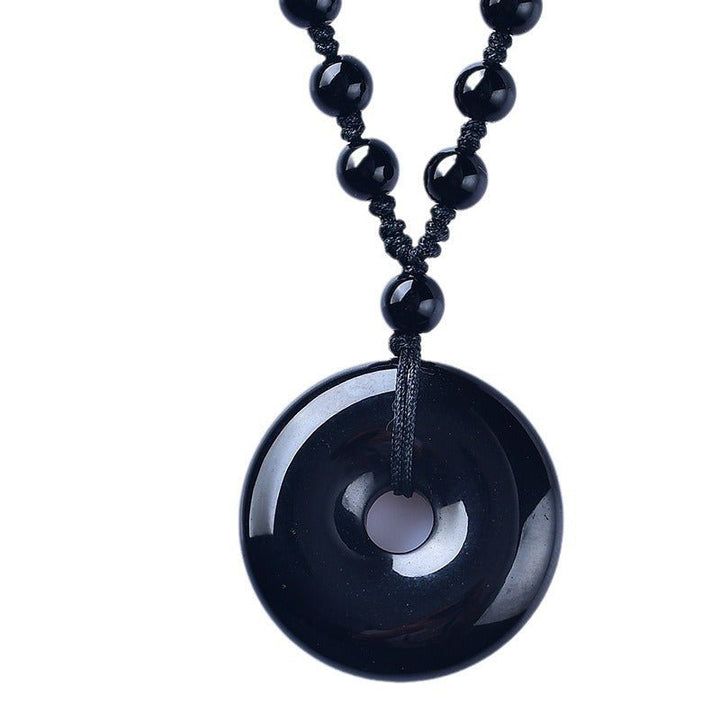 Natural Obsidian Safety Buckle Protection Pendant - BuddhaEnergyHealing