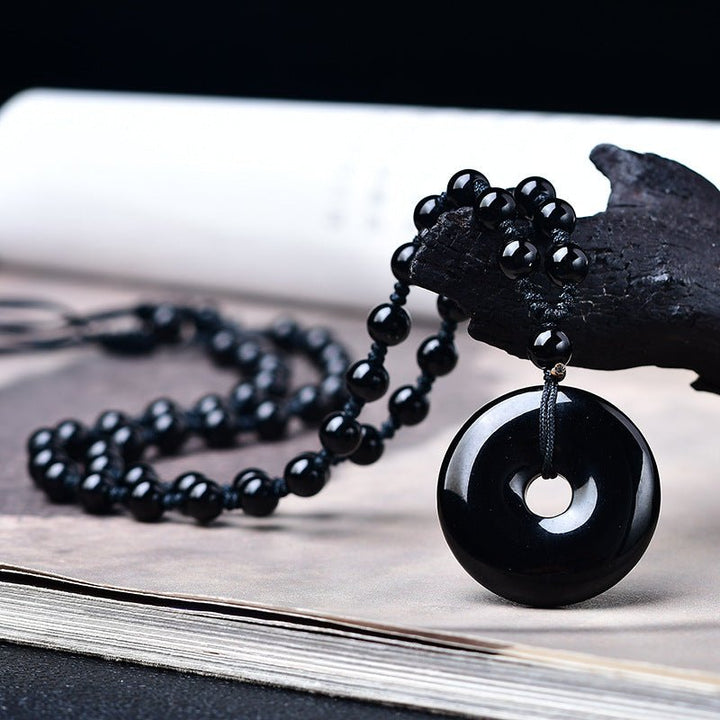 Natural Obsidian Safety Buckle Protection Pendant - BuddhaEnergyHealing
