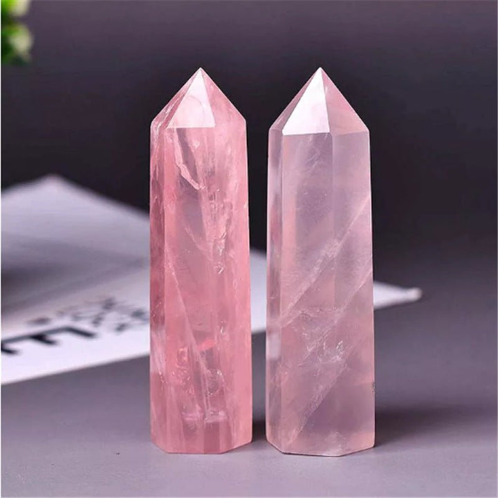 Natural Pink Crystal Column Healing Calm Wellness - BuddhaEnergyHealing