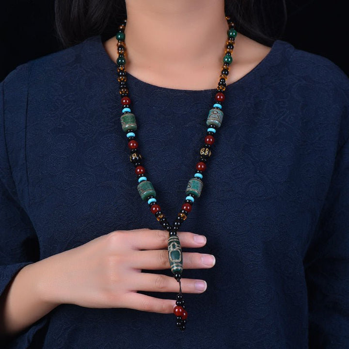 Natural Tibetan Natural Agate Necklace - BuddhaEnergyHealing