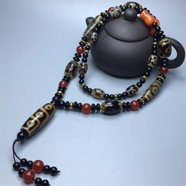 Natural Tibetan to Pure Agate Dzi Bead Pendant Protection Energy Necklace - BuddhaEnergyHealing