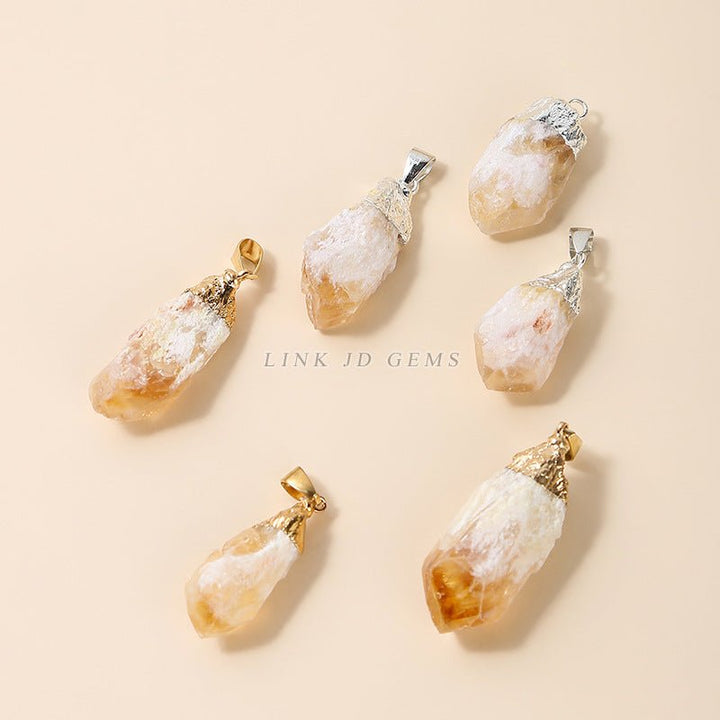 Natural Yellow Crystal Cluster Wealth Pendant - BuddhaEnergyHealing
