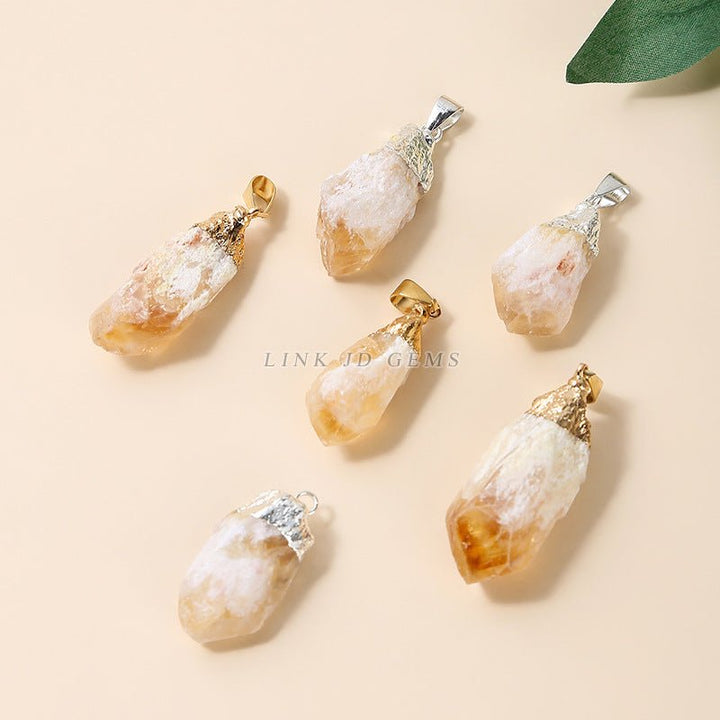 Natural Yellow Crystal Cluster Wealth Pendant - BuddhaEnergyHealing