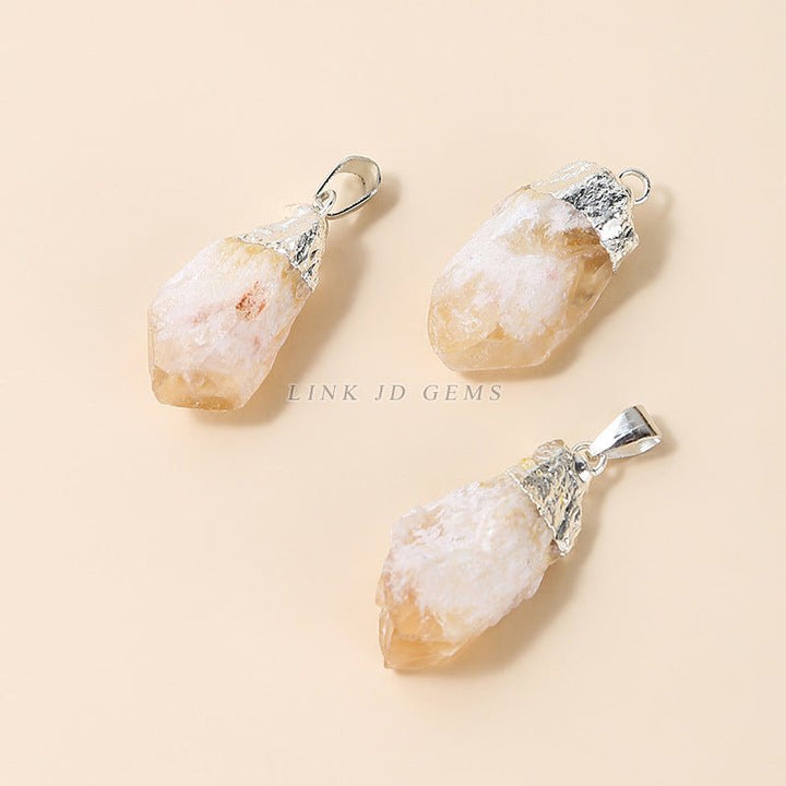 Natural Yellow Crystal Cluster Wealth Pendant - BuddhaEnergyHealing