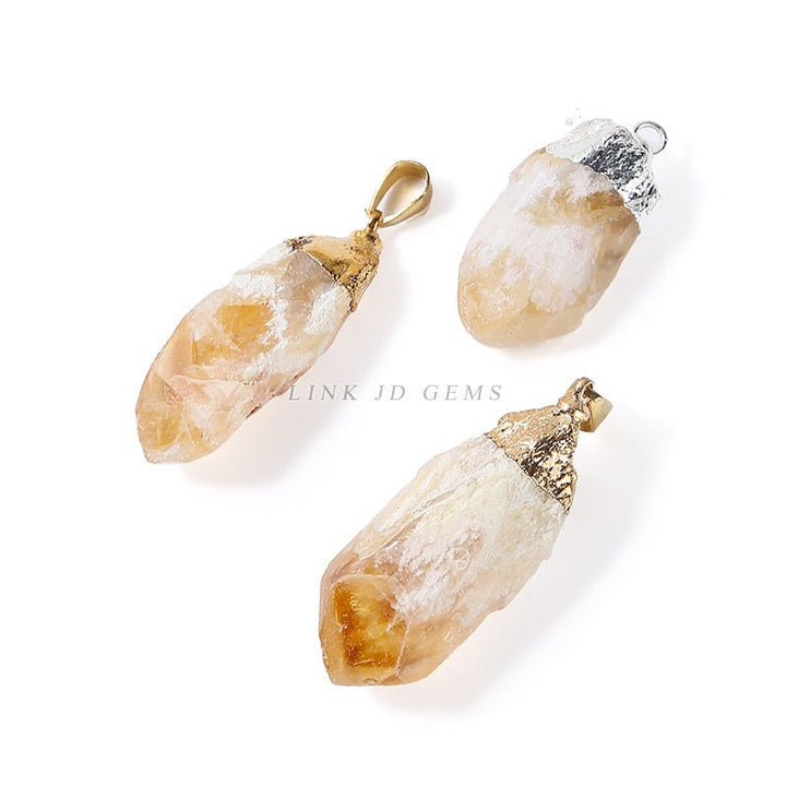 Natural Yellow Crystal Cluster Wealth Pendant - BuddhaEnergyHealing