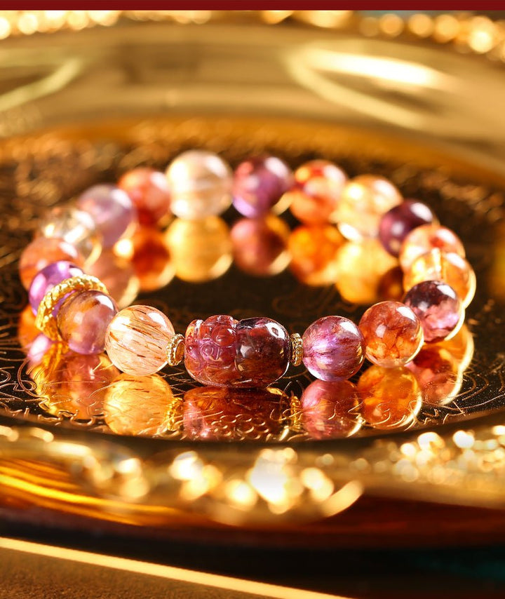 Nine Purple Fire Breathing Dragon Wealth Energy Bracelet - BuddhaEnergyHealing