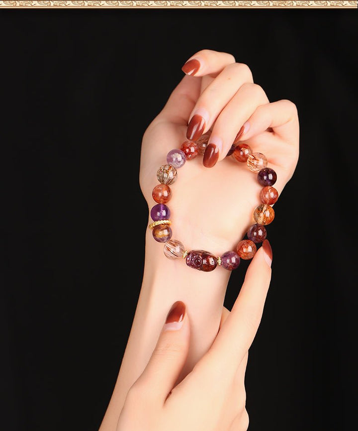 Nine Purple Fire Breathing Dragon Wealth Energy Bracelet - BuddhaEnergyHealing