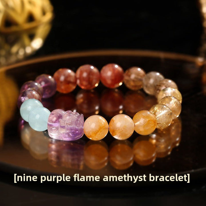 Nine Purple Fire Breathing Dragon Wealth Energy Bracelet - BuddhaEnergyHealing