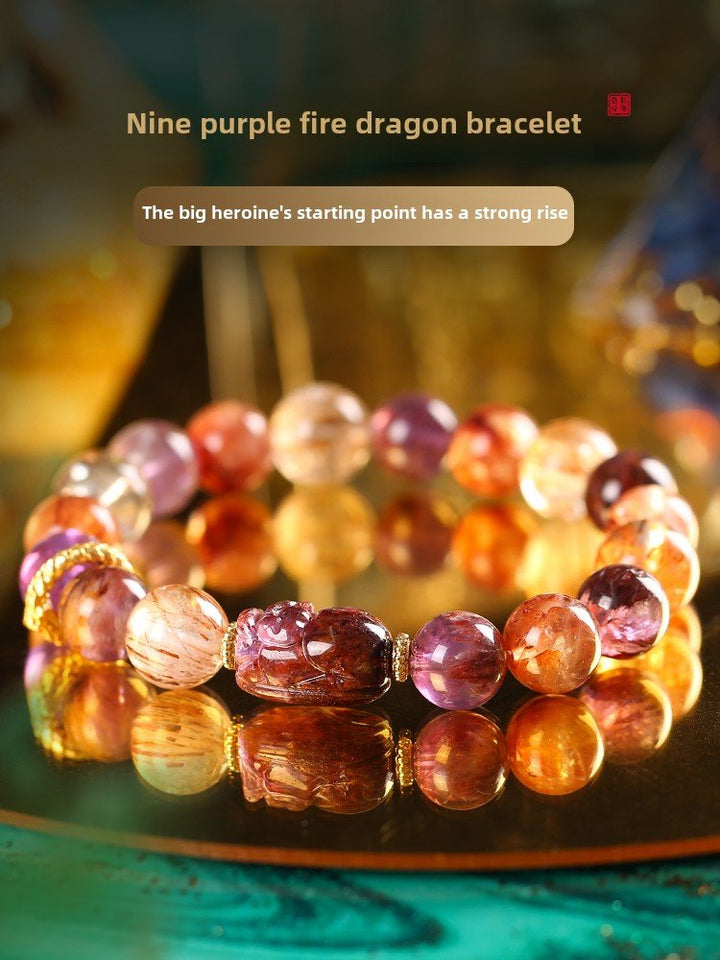 Nine Purple Fire Breathing Dragon Wealth Energy Bracelet - BuddhaEnergyHealing