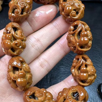 Olive Pit Carved Hollow Olive Huluo Lucky Energy Bracelet - BuddhaEnergyHealing