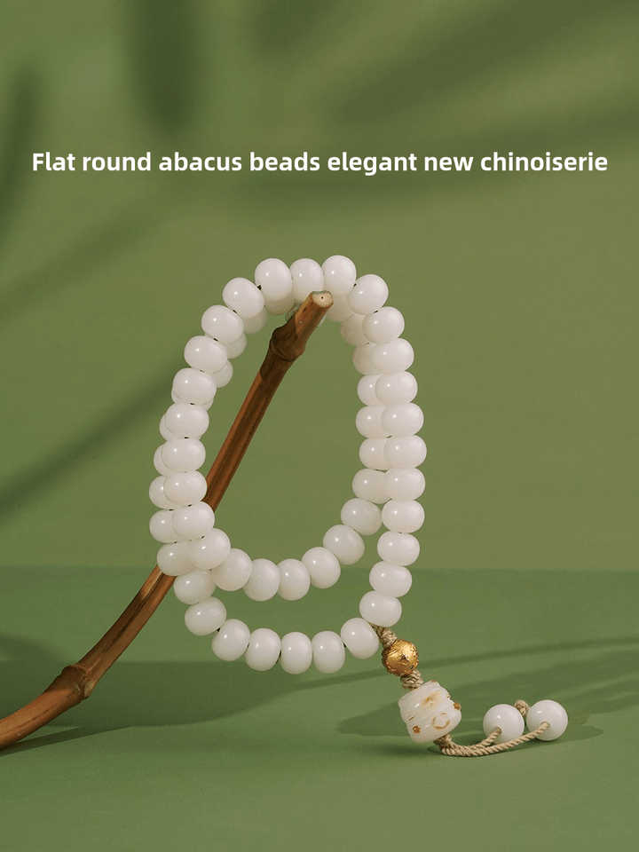 Potala Palace 925 Silver Six Words Mantra White Jade Bodhi Meditation Energy Bracelet - BuddhaEnergyHealing