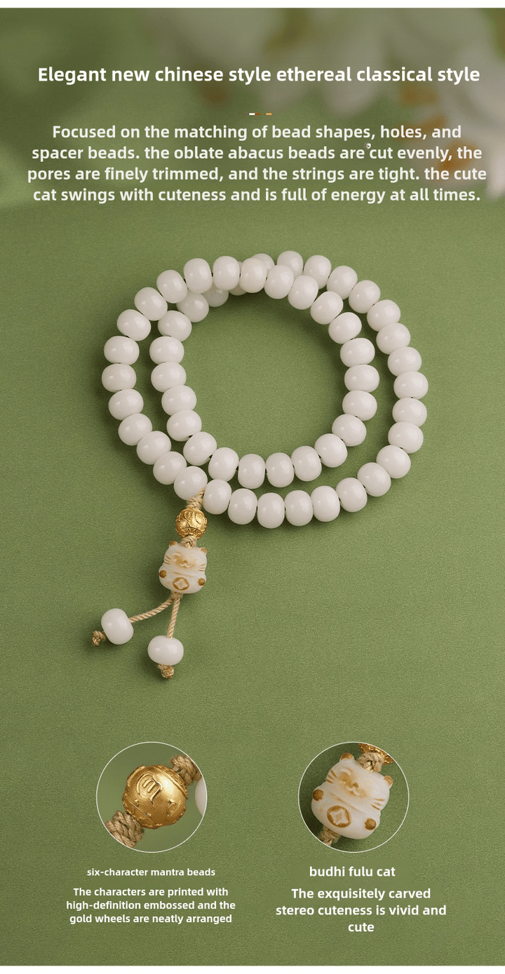 Potala Palace 925 Silver Six Words Mantra White Jade Bodhi Meditation Energy Bracelet - BuddhaEnergyHealing