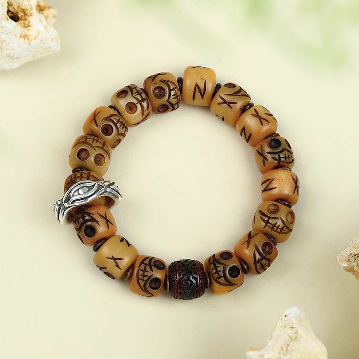 Potala Palace Ox Bone Nine Eyes Tibet Tibet Beads Protection Energy Bracelet - BuddhaEnergyHealing