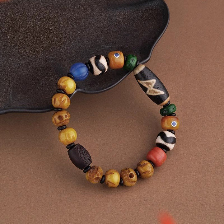 Potala Palace Ox Bone Nine Eyes Tibet Tibet Beads Protection Energy Bracelet - BuddhaEnergyHealing