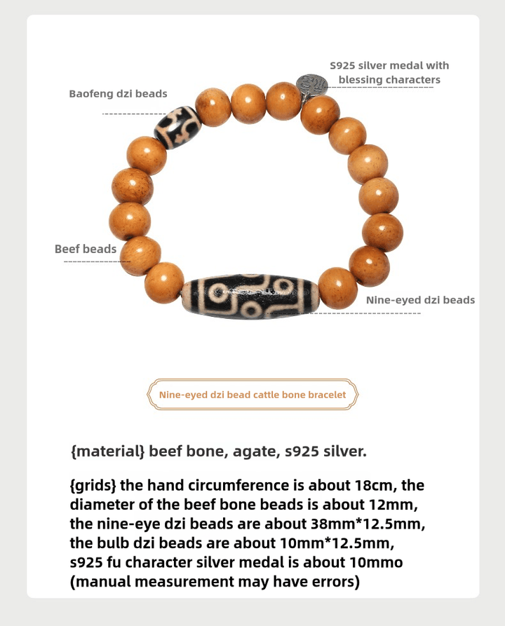 Potala Palace Ox Bone Nine Eyes Tibet Tibet Beads Protection Energy Bracelet - BuddhaEnergyHealing