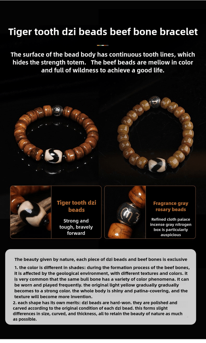 Potala Palace Ox Bone Nine Eyes Tibet Tibet Beads Protection Energy Bracelet - BuddhaEnergyHealing