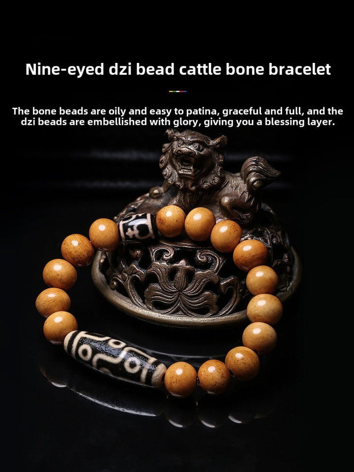 Potala Palace Ox Bone Nine Eyes Tibet Tibet Beads Protection Energy Bracelet - BuddhaEnergyHealing