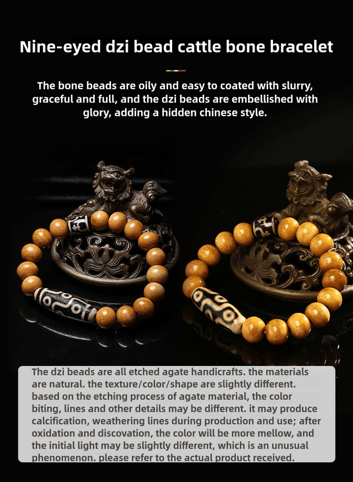 Potala Palace Ox Bone Nine Eyes Tibet Tibet Beads Protection Energy Bracelet - BuddhaEnergyHealing