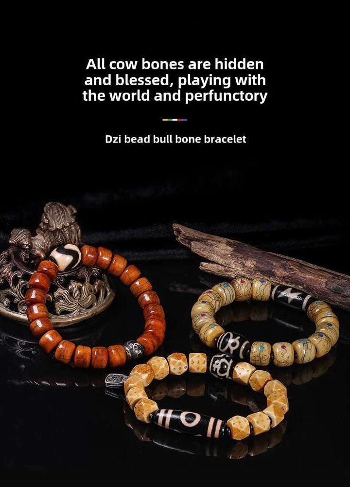 Potala Palace Ox Bone Nine Eyes Tibet Tibet Beads Protection Energy Bracelet - BuddhaEnergyHealing